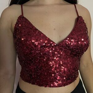 Red Shimmery Crop Top IRIS